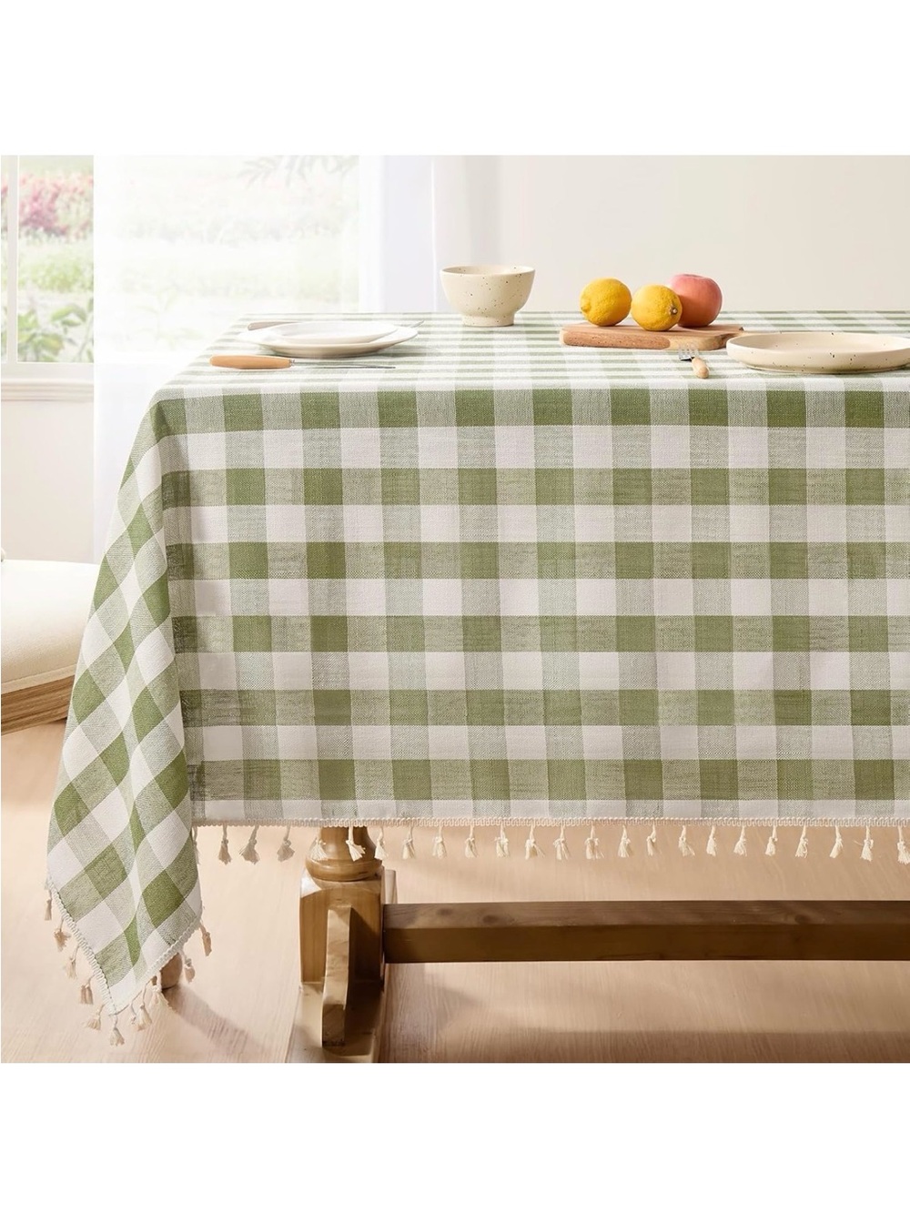 NWOT Softalker Checkered Tablecloth, Cotton Blend Gingham Tablecloth, 55 x 84”